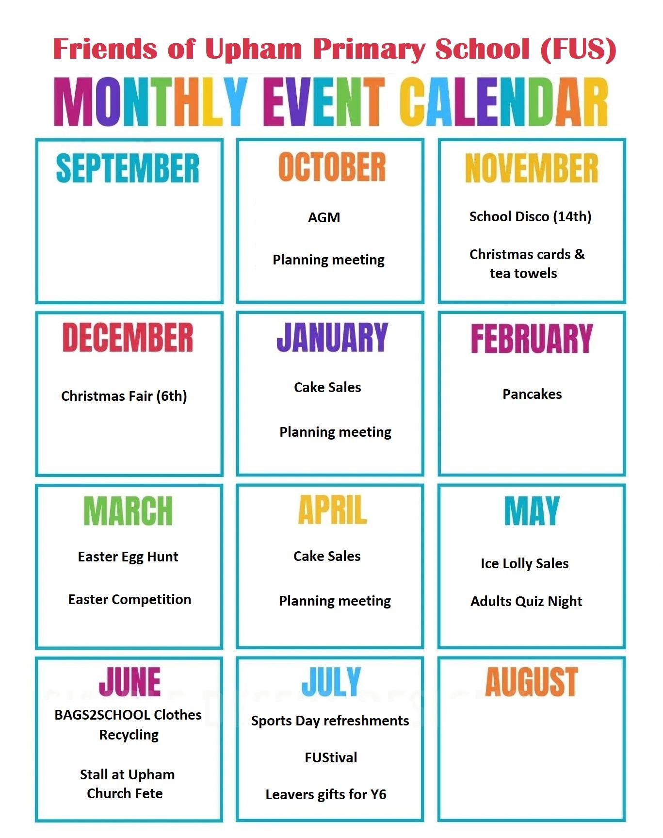 Calendar of Events