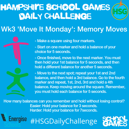 Hampshire School Games Daily Challenge: Monday
