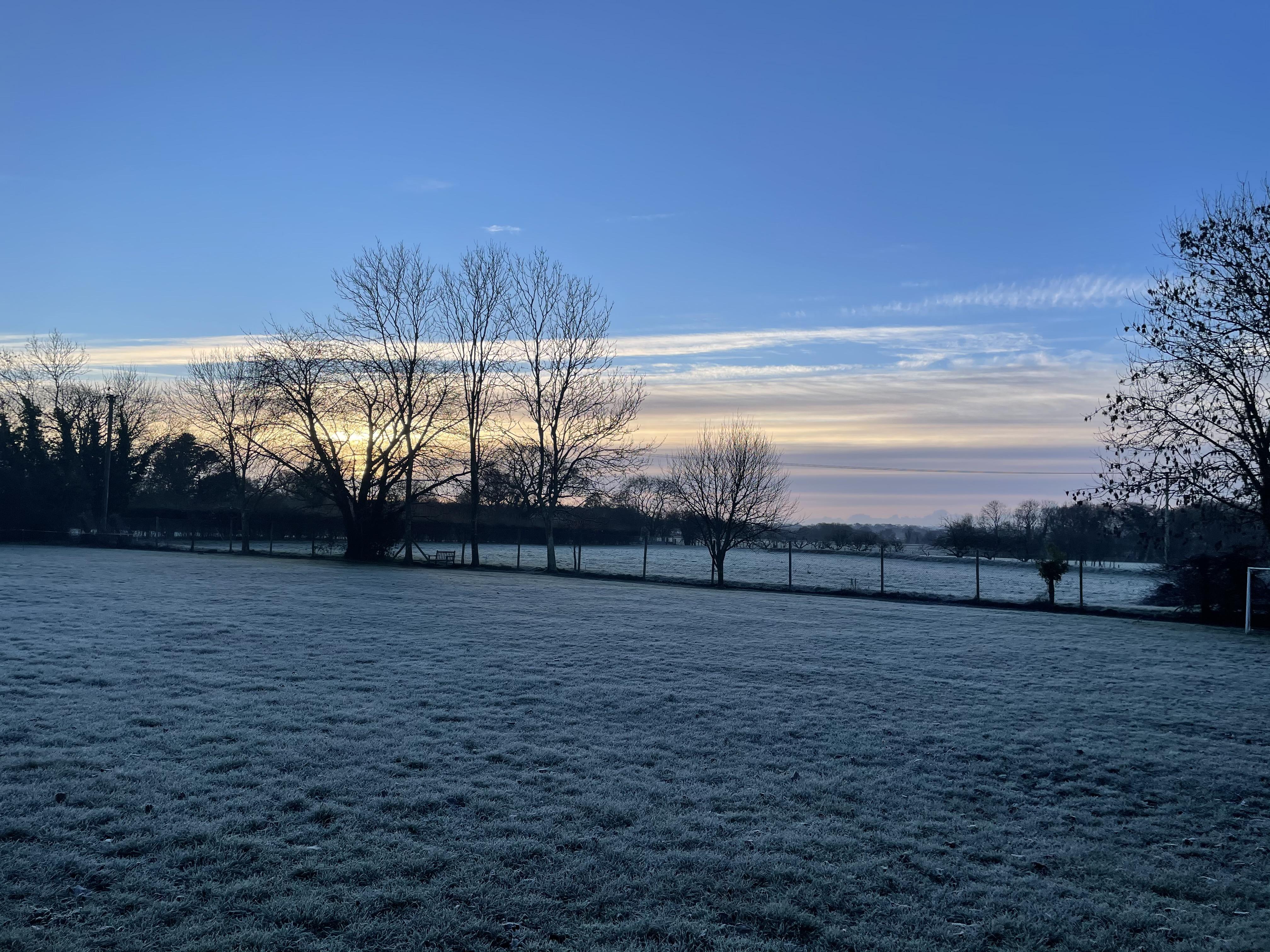 A view across the fields at school this morning