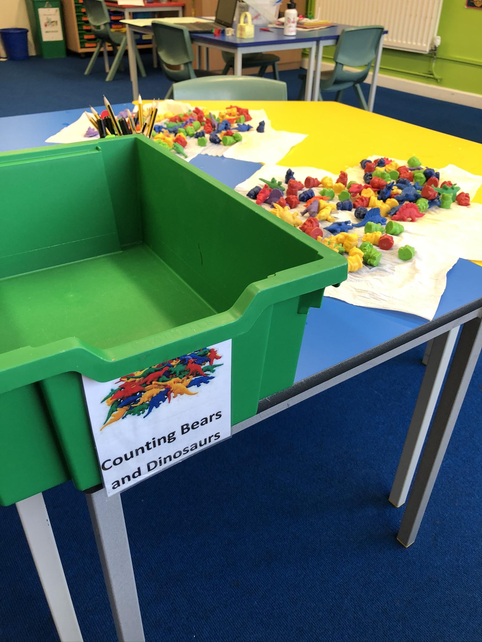 Sorting and washing  the counting bears