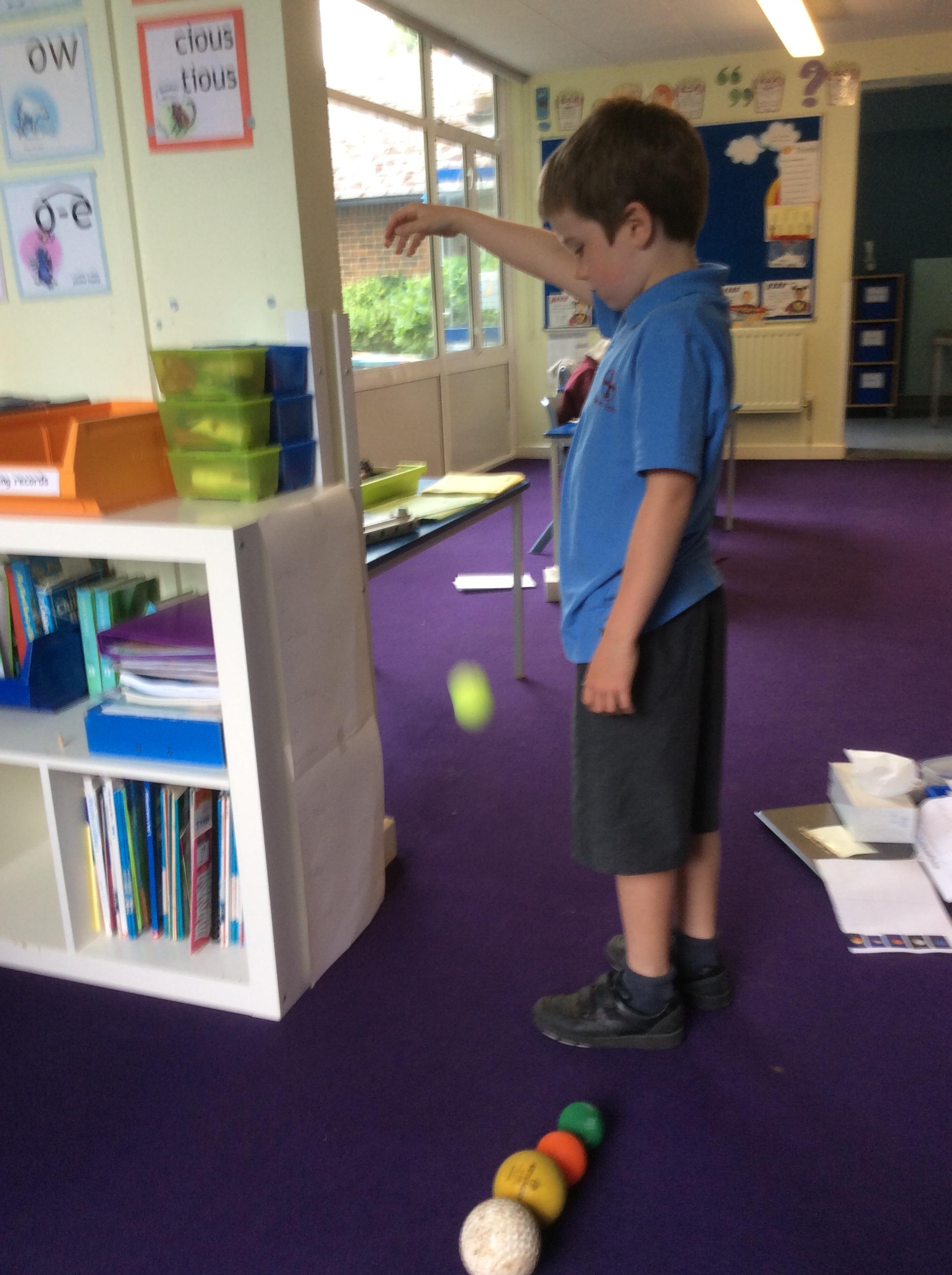 Rufus carrying out the Science test in Class 3